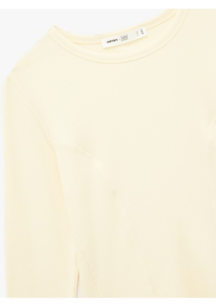 Slim Fit Yarı Transparan Uzun Kollu Bisiklet Yaka Bluz indirimleri