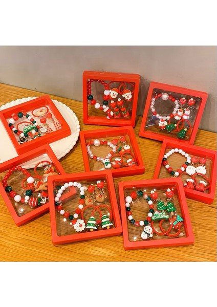 5’li Noel Takı Seti: Saç Tokası, Bileklik, Küpe, Renkli ve Şık Tasarım