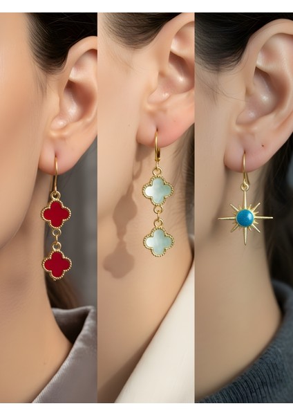 Trend Sembol Figürlü 3’lü Kadın Küpe Set