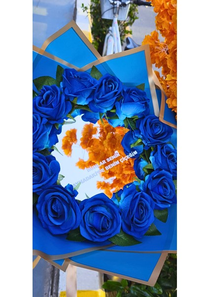 Aynallı Buket Bunlar Senin Aynadaki Benim Çiçeğim💙💙💙sevdiklerinize Özel Gün Hediyesi💙💙💙