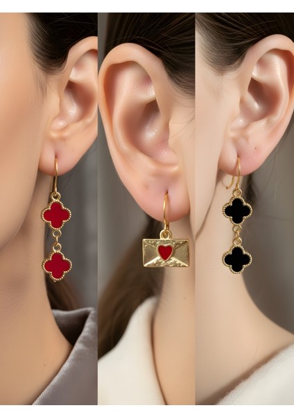 Trend Sembol Figürlü 3’lü Kadın Küpe Set