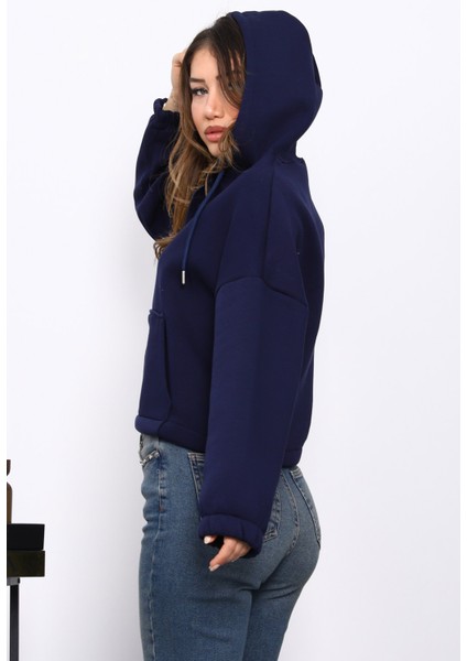 Lacivert Sağ Kol Fermuarlı Cepli Üç İplik Sweat Hırka fırsatları