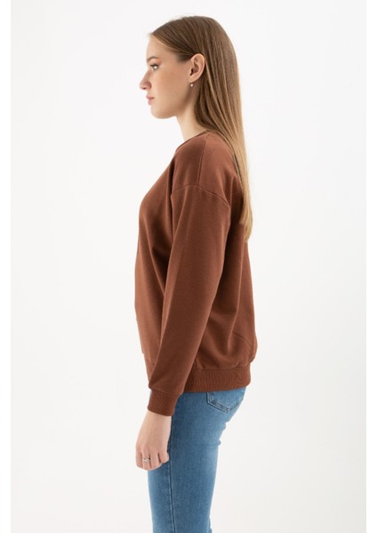 Kadın Bisiklet Yaka Baskılı Sweatshirt fiyatları