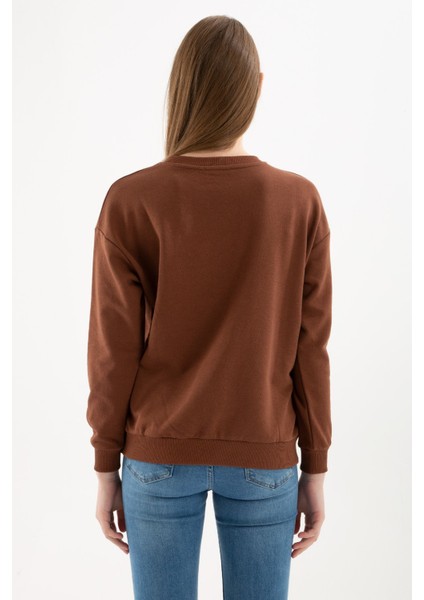 Kadın Bisiklet Yaka Baskılı Sweatshirt modelleri