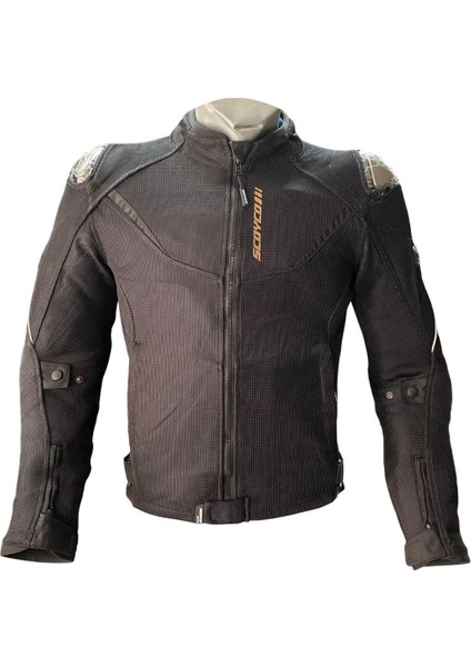 JK194 Korumalı Yazlık Motosiklet Montu Siyah (Yeni Sezon)