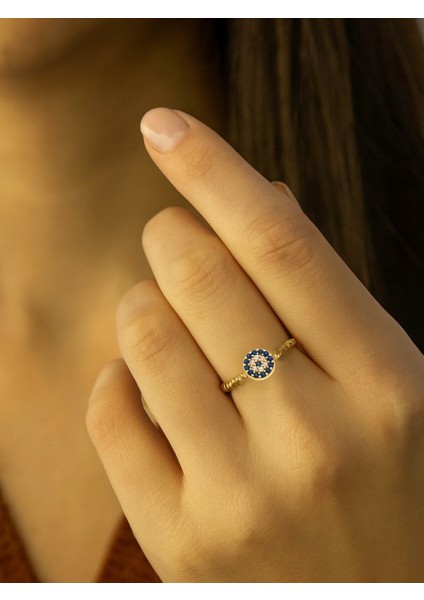 925 Ayar Nazar Boncuğu Mavi Taşlı Eklem Yüzük fiyatları