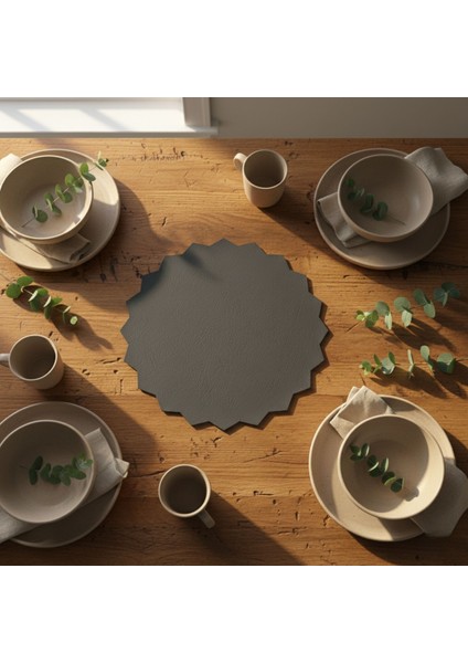 2 Adet Deri Amerikan Servis-Kolay Silinebilir SUPLA-33X33 Cm-Gülün Dikeni Desen