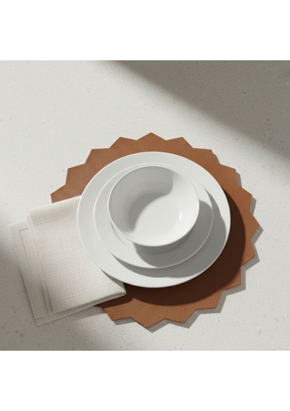 2 Adet Deri Amerikan Servis-Kolay Silinebilir SUPLA-33X33 Cm-Gülün Dikeni Desen