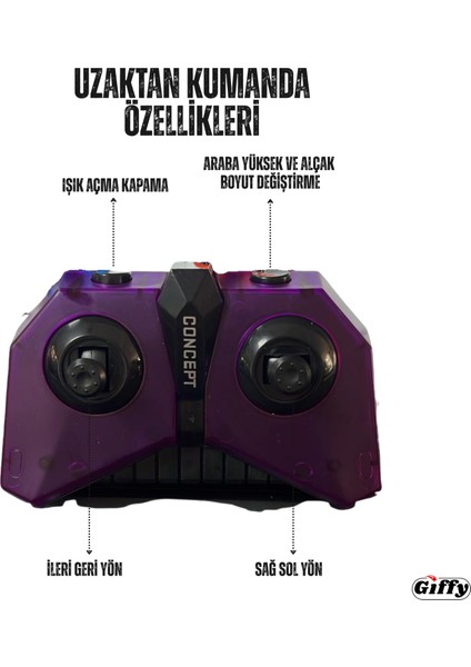 Oyuncak 2.4 Ghz Uzaktan ve Bilek Kumandalı Şarjlı LED Işıklı Full Fonksiyon Akrobat Drift Aracı indirimleri