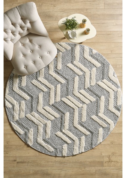 Yumuşak Bukleli Iskandinav Tasarım Salon Oturma Odası Yolluk Gri Halı