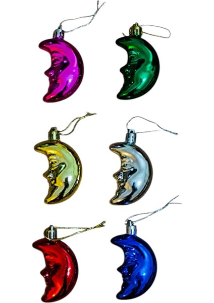 Renkli Yılbaşı Çam Ağacı Süsü, 4 Cm, 6'lı Set, Noel Dekorasyonu