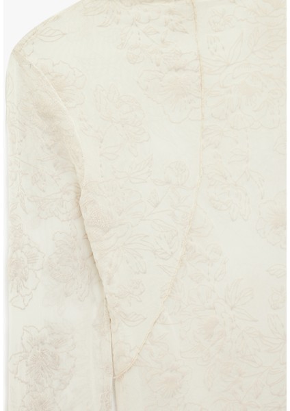 Slim Fit Floral Desenli Dik Yaka Uzun Kollu Bluz modelleri