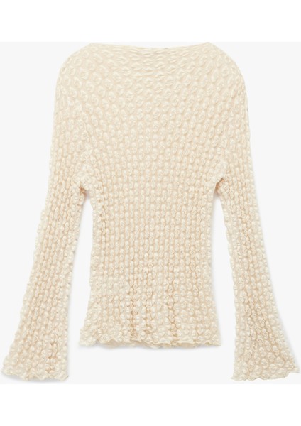 Slim Fit Yarı Transparan Yumuşak Dokulu Uzun Kollu Dantel Bluz fırsatları