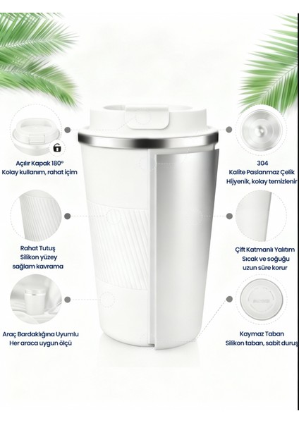 510 ml Şık Tasarım Çift Katmanlı Paslanmaz Çelik Termos Bardak Sızdırmaz Sıcak-Soğuk Araç Uyumu modelleri