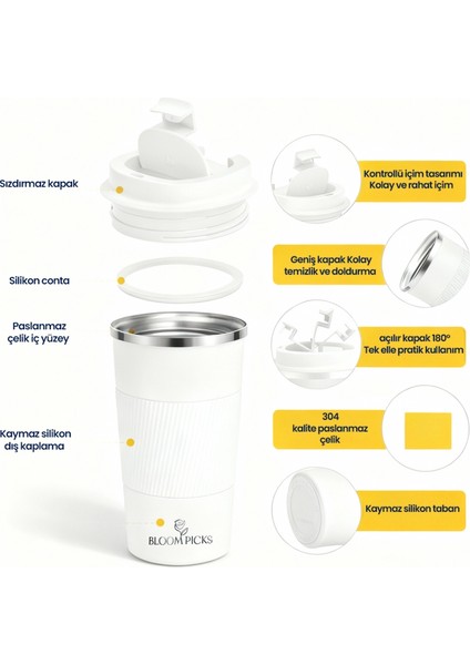 510 ml Şık Tasarım Çift Katmanlı Paslanmaz Çelik Termos Bardak Sızdırmaz Sıcak-Soğuk Araç Uyumu indirimleri