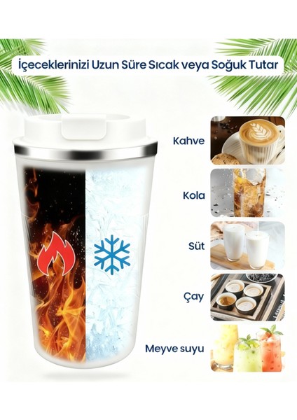 510 ml Şık Tasarım Çift Katmanlı Paslanmaz Çelik Termos Bardak Sızdırmaz Sıcak-Soğuk Araç Uyumu