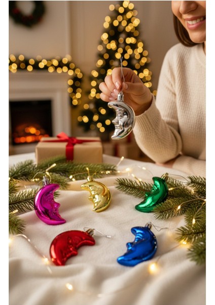 Renkli Yılbaşı Çam Ağacı Süsü, 4 Cm, 6'lı Set, Noel Dekorasyonu modelleri