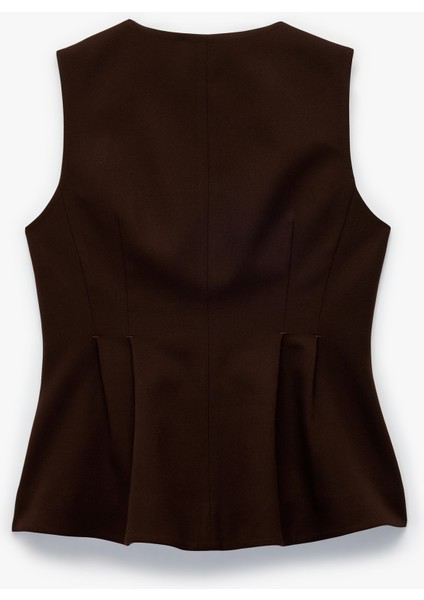 Düğmeli V Yaka Peplum Blazer Yelek indirimleri