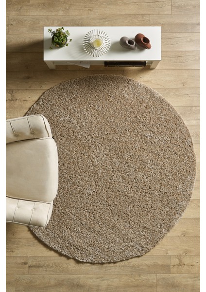 Düz Renk Shaggy Salon Oturma Odası Yolluk Bej Halı