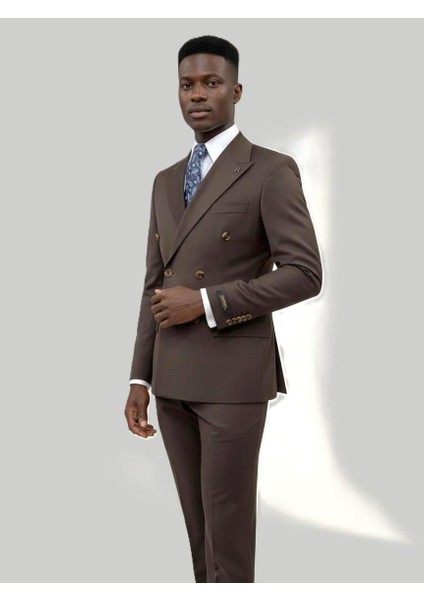 Kahverengi Kruvaze Modern Fit Takım Elbise fiyatları