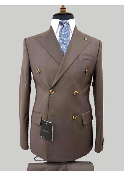 Kahverengi Kruvaze Modern Fit Takım Elbise modelleri