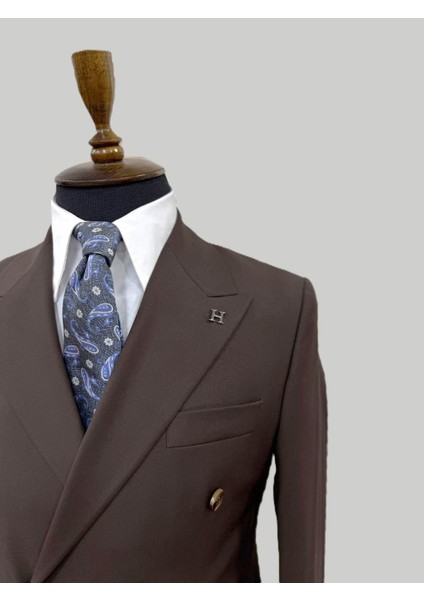 Kahverengi Kruvaze Modern Fit Takım Elbise fırsatları