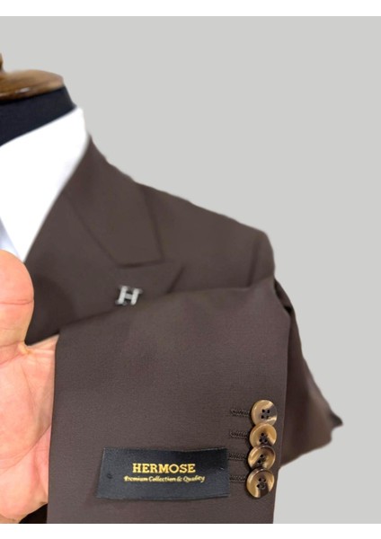 Kahverengi Kruvaze Modern Fit Takım Elbise indirimleri