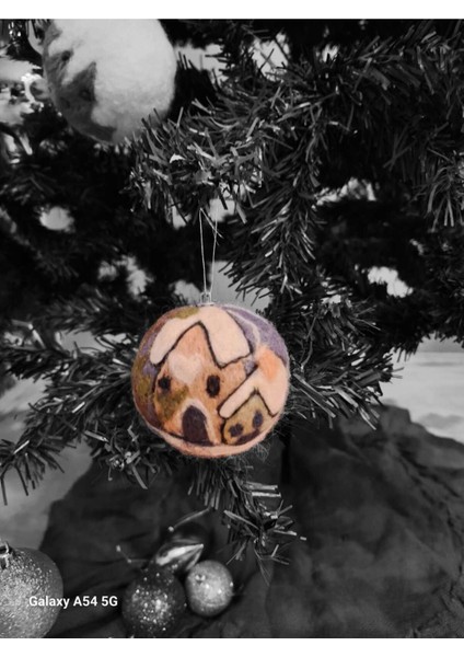 Yün Keçe Noel Süsleri, 2'li Set, Yeniyıl Ağacı Dekoru, Renkli ve Şık Tasarım