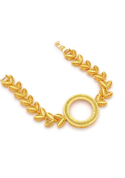 altın kaplama çiçek desenli yarım çerçeve bileklik blk-1185