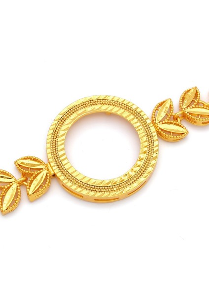 altın kaplama çiçek desenli yarım çerçeve bileklik blk-1185 modelleri