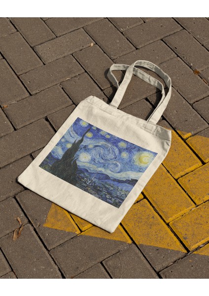 Sanatsal Bez Çanta – Van Gogh "the Starry Night" Tasarım - 40X45