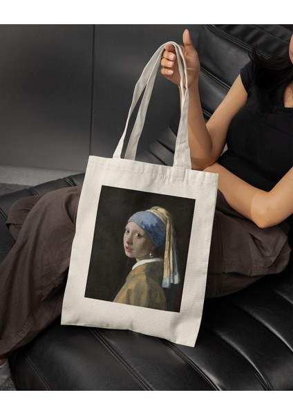 Sanatsal Bez Çanta – Johannes Vermeer "inci Küpeli Kız" Tasarım - 30X35