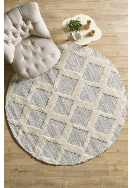 Yumuşak Bukleli Iskandinav Tasarım Salon Oturma Odası Yolluk Gri Halı