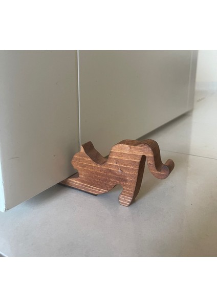 3 Adet Ahşap Kapı Stoperi Kedi Tasarımlı Kapı Tutacağı