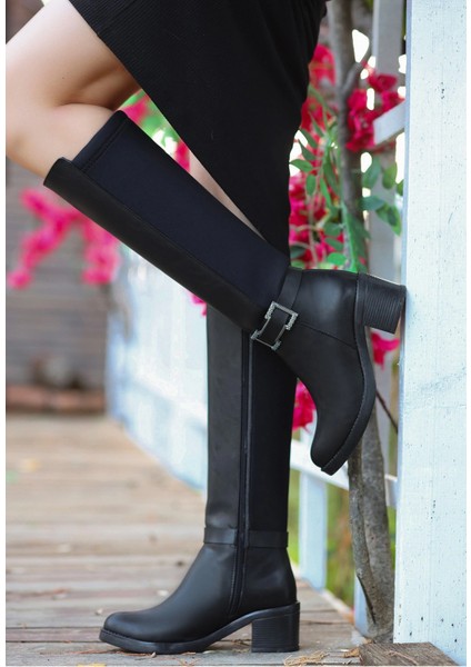 Emrat Siyah Cilt Topuklu Çizme fırsatları