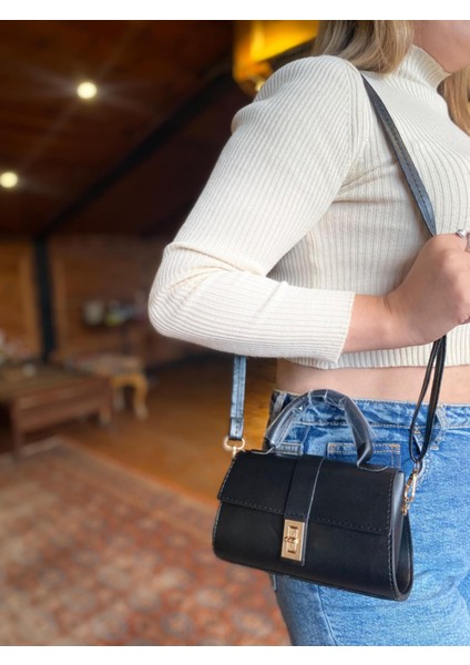 Siyah Lock Mini Çanta