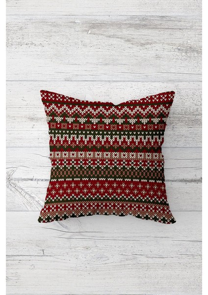 Renkli Noel Temalı Gizli Fermuarlı Kırlent Kılıf Takım 4'lü modelleri