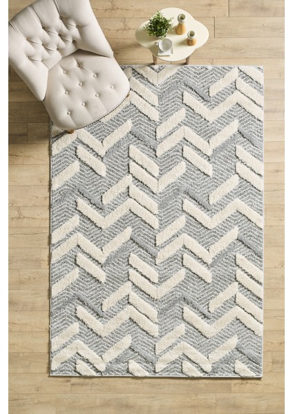 Yumuşak Bukleli Iskandinav Tasarım Salon Oturma Odası Yolluk Gri Halı