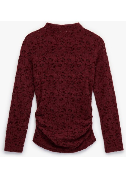 Slim Fit Floral Dokulu Drapeli Dantel Bluz fiyatları