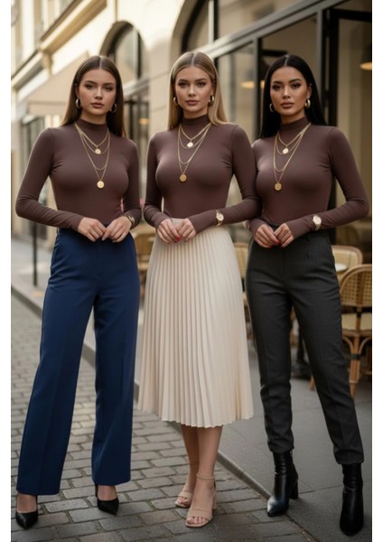 3’lü Parmak Geçmeli Kadın Body Seti