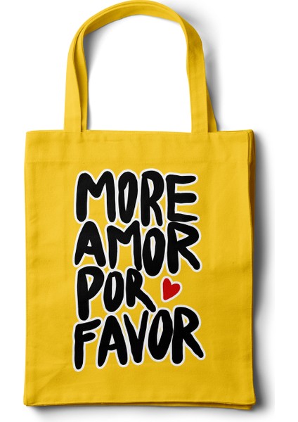 Sanatsal Gabardin Bez Çanta – Tipografi More Amor Por Favor Yazı Baskılı Tasarım - 35X40