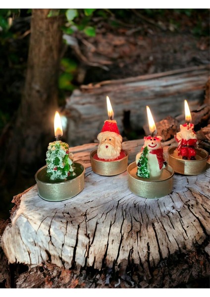 Yılbaşı Temalı Mum Paketi, Çam Ağacı, Noel Baba ve Kardan Adam Figürleriyle Dekorasyon modelleri