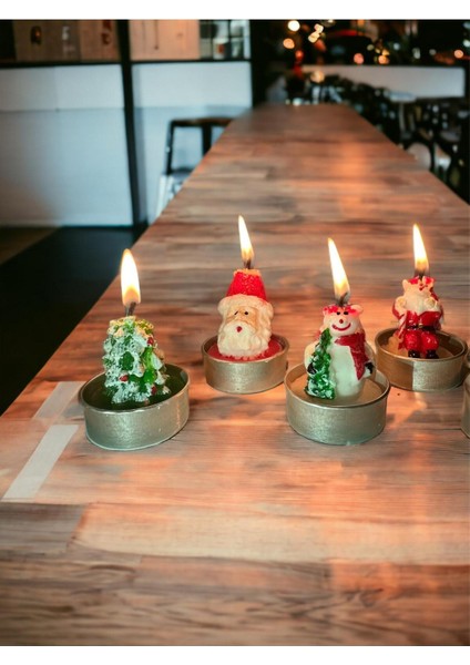 Yılbaşı Temalı Mum Paketi, Çam Ağacı, Noel Baba ve Kardan Adam Figürleriyle Dekorasyon fırsatları