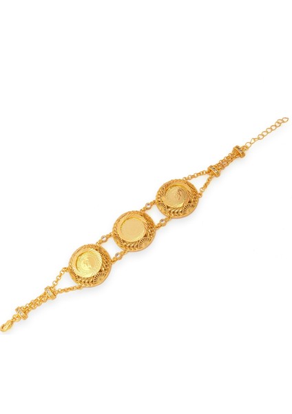 altın kaplama çiçek desenli üç çeyrek altınlı bileklik blk-1181