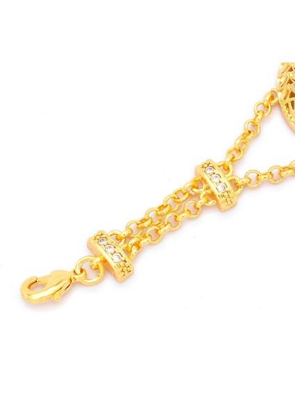 altın kaplama çiçek desenli üç çeyrek altınlı bileklik blk-1181 modelleri