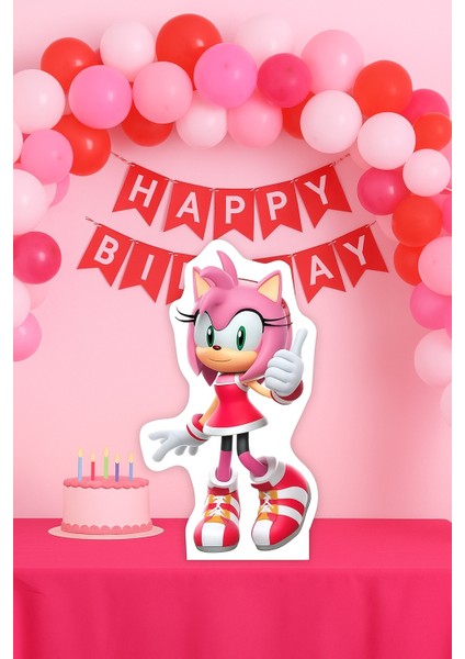 Ayaklı Pano Sonic Boom 33X24 Amy Pembe Masa Dekoru Çocuk Odası Dekoru Pembe