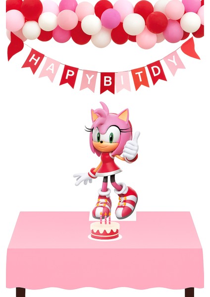 Ayaklı Pano Sonic Boom 33X24 Amy Pembe Masa Dekoru Çocuk Odası Dekoru Pembe