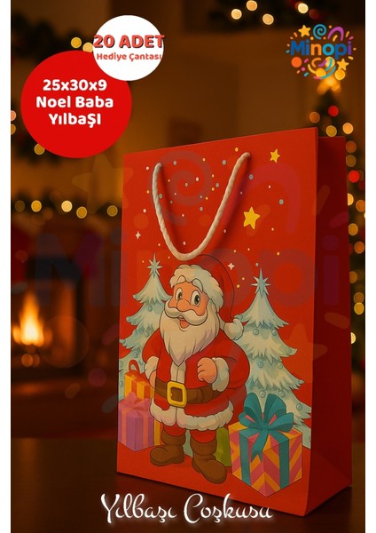 1. Noel Baba Desenli Kırmızı Hediye Çantası 25X30X9 2. Yılbaşı Temalı Hediye Poşeti 25X30X9 3. Kırmızı Noel Baba Hediye Çantası 25X30X9 4. Geleneksel Noel Baba