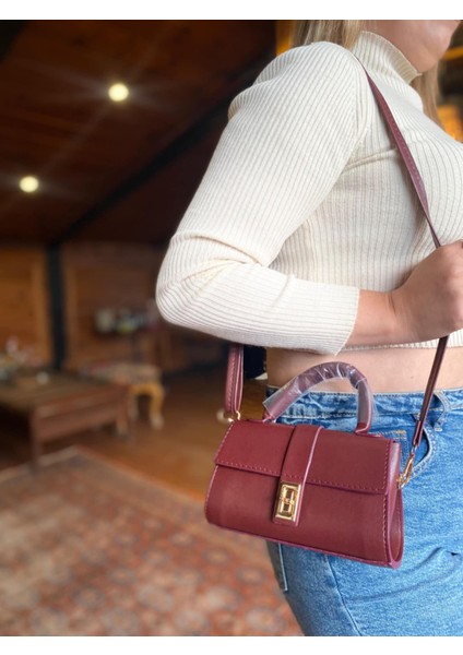 Bordo Lock Mini Çanta