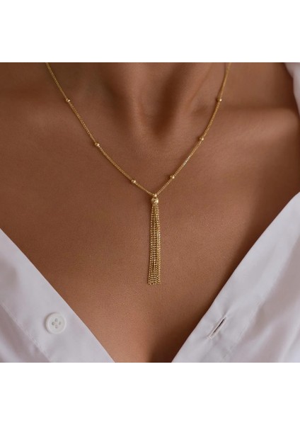 Püsküllü Top Top Altın Kolye